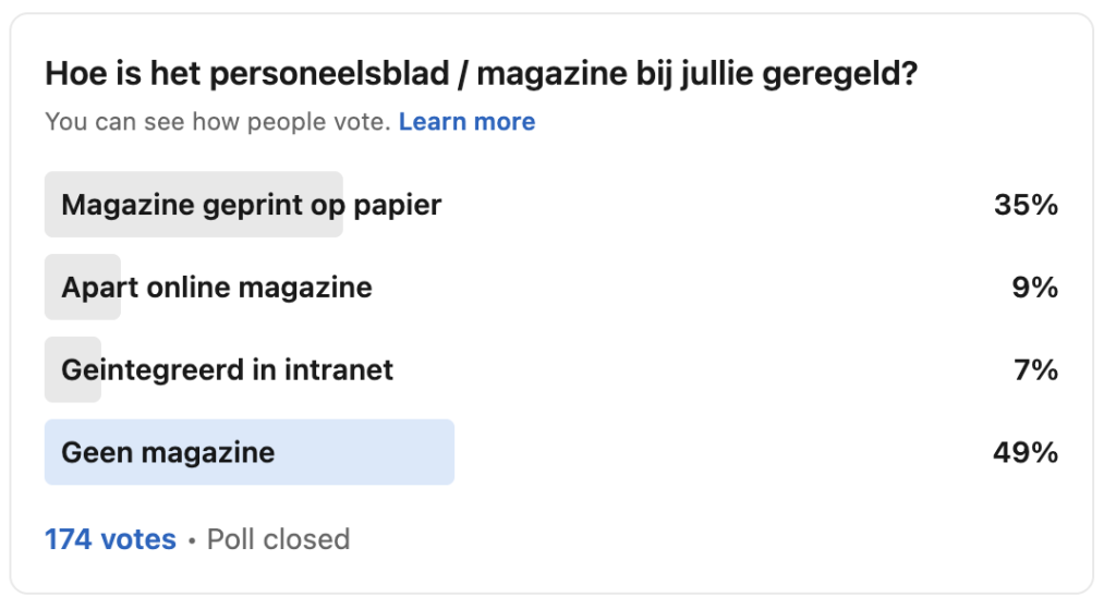 grafiek met uitslagen vraag over personeelsblad 